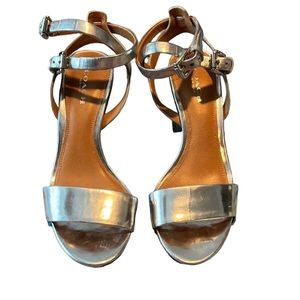 Silver COACH Block Heel Ankle Strap Pascal Sandals size 5